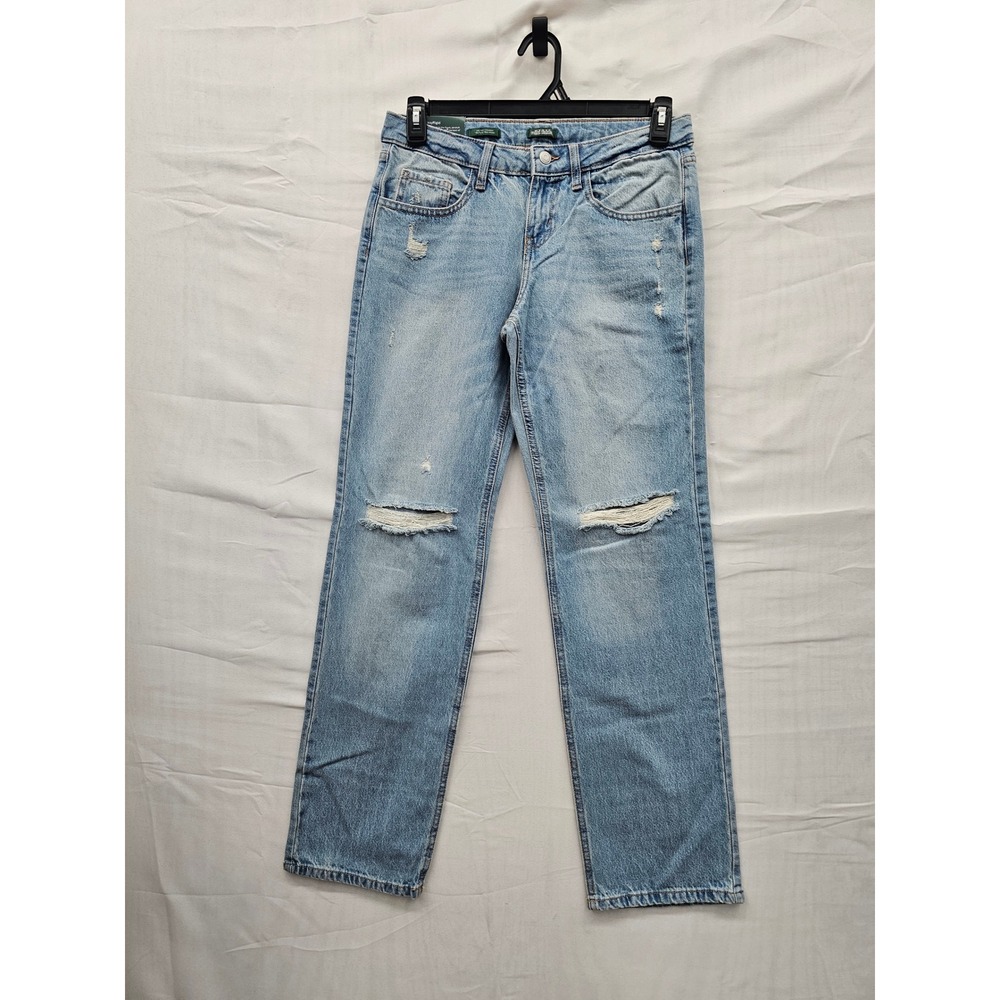 Wild Fable Womens Straight Mid Rise Jeans Blue Cotton Blend Distressed Size 4